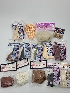 Lot of 13 Fibre-Craft Quick Curls All Cooped Up Wavy Locks Mix Lot Doll Wigs